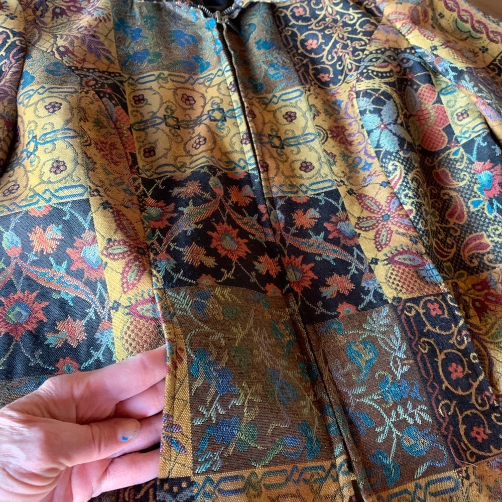 Diamonds & Pearls lined blazer patchwork gold pockets size Petite Medium / PM - Picture 9 of 14